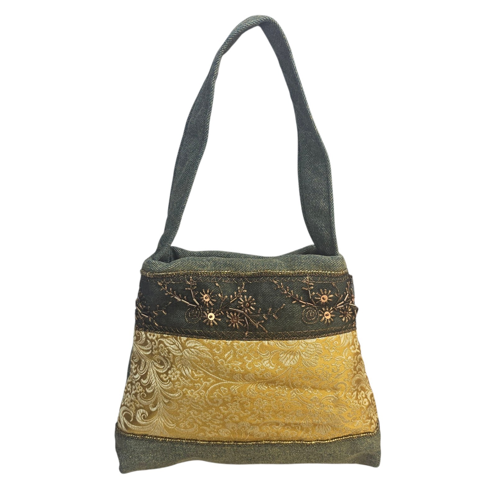 Lily Black Beaded Patchwork Purse - image 1