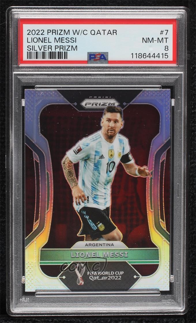 2022 Panini Prizm World Cup Qatar Silver Prizm Lionel Messi #7 PSA 8 0ws1
