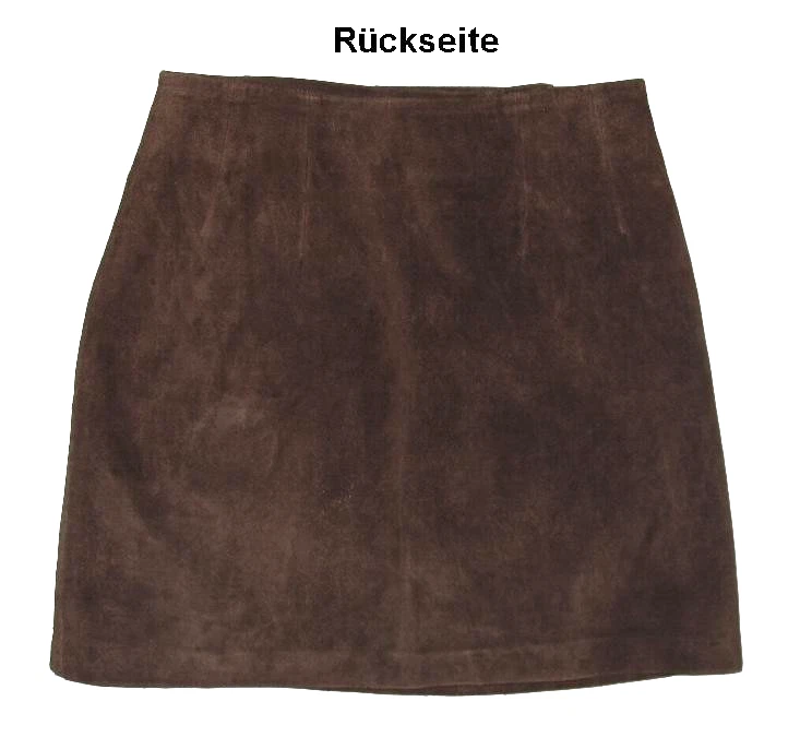 kurzer Velours- LEDERROCK / Wickel- Rock in dunkel-braun in Gr. M  ca. 38