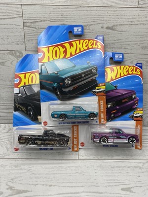 3x Hot Wheels 2025   Chevy C10 Black, Datsun Sunny Truck (Non STH), GMC Cyclone