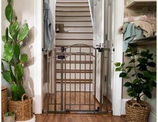 Summer Multi-Use Decorative Extra Tall Walk-Thru Baby Gate Metal Bronze 36"Hx48"