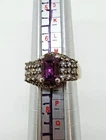 Vintage 925 Sterling Silver Emerald Cut Pink Tourmaline And Diamond Pave...