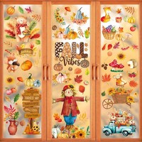 Fensterbilder Herbst 9 BläTter Selbstklebend Vogelscheuche KüRbis Deko 9 StüCk