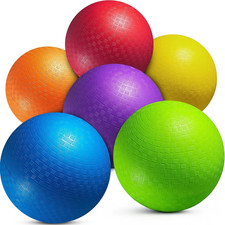 5 Playground Balls for Toddlers Kids - 6 Pack Inflatable Rubber Bouncy Dodg