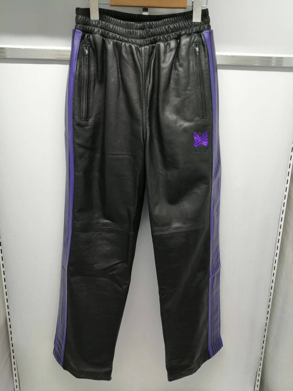 Schott Needles Black Leather Track Pants Used