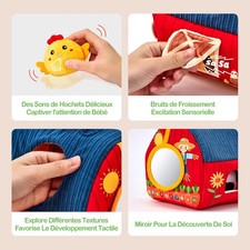 hahaland Jouet Bebe 6 Mois Animaux de la Ferme en Peluche Jeux Montessori ave