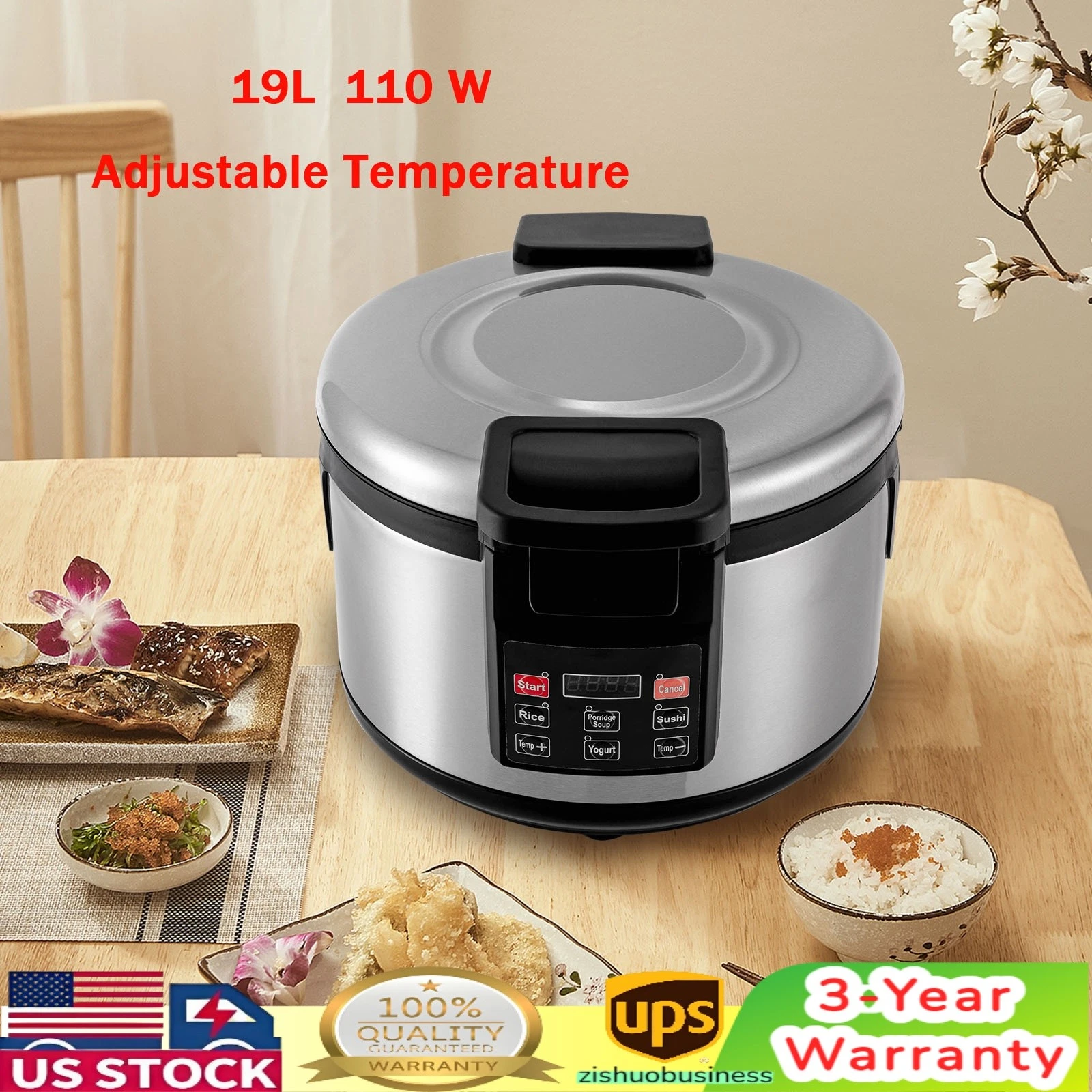 19 L/20qt Commercial Rice Warmer Keeps Rice Warm 40-80℃ For Restaurants Hotel
