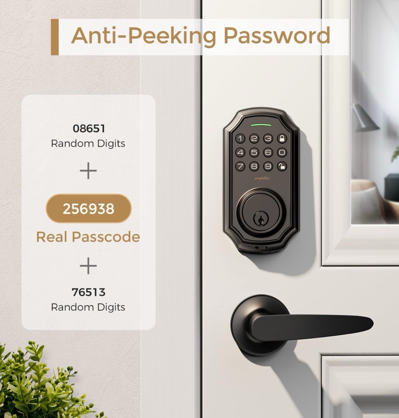 ARPHA D180H Keyless Smart Door Lock & Handle Electronic Keypad Deadbolt Auto