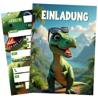 8 Einladungskarten Kindergeburtstag Cooler Dino - Einladung Jungen & MäDchen #77