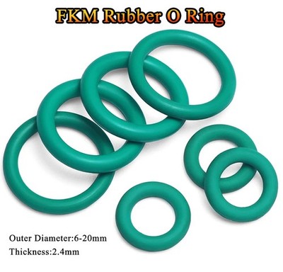 Querschnitt 2.4mm FKM Fluor Gummi O Ring Ölbeständige Dichtungen OD 6mm-20mm