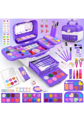 Kinder Schminkset, 80tlg Waschbar Kinder Make Up Set für Mädchen Spielzeug, Geschenke
