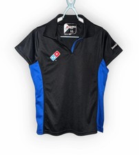 Domino's Pizza Uniform Workers Cool-Dry Crew Shirt Polo Black Blue Unisex Size M