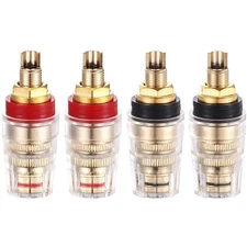 Facmogu 4PCS Black & Red Heavy Duty 5-Way Binding Post Banana Jacks 4mm, 24K