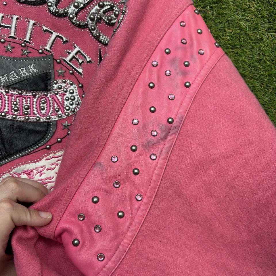 Chaqueta Pelle Pelle Vintage Mujer XL Roja Blanca y Verdadera Edición Limitada Lana Rosa Foto 3 de 4