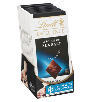 Lindt EXCELLENCE Sea Salt Dark Chocolate Bars, 3.5 oz, 12-Pack