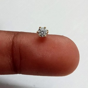 3MM Natural Diamond Round Cut Halloween Day ! Nose Pin In 14k Yellow Gold #432