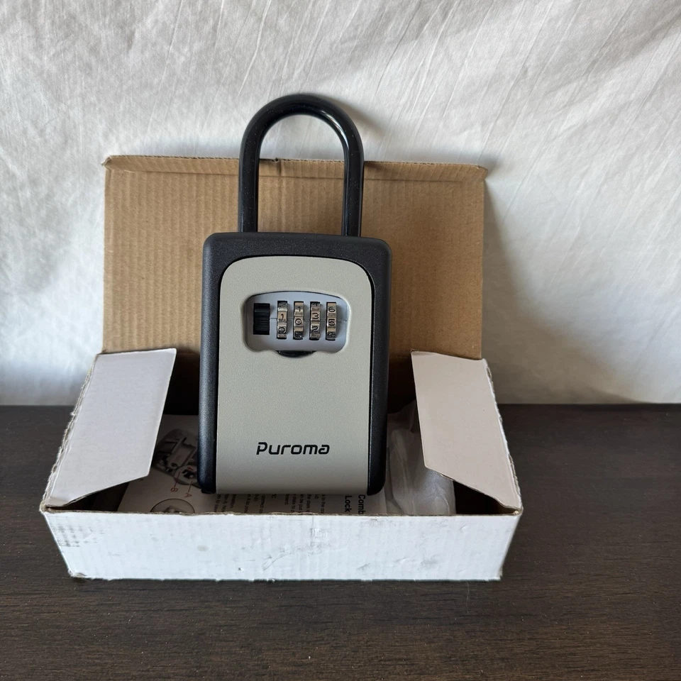 Puroma Key Lock Box, Portable Combination Lockbox Wall-Mounted Key Storage - Image 4 of 4