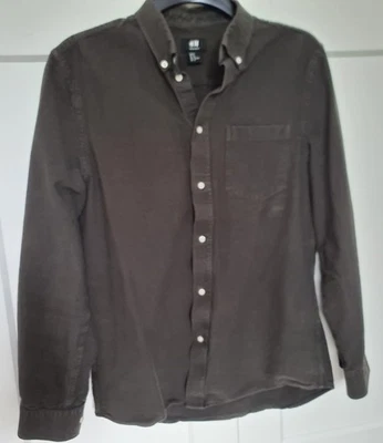 Men’s H&M Regular Fit Dark Green Cotton Long Sleeve Shirt Size M Button-Down - Image 1 of 4