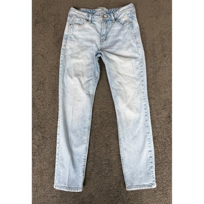 Old Navy Power Straight High Rise Light Wash Distressed Jeans 3085