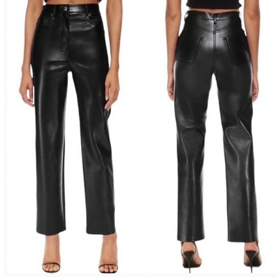 Aritzia Wilfred The Melina Pant Black Vegan Leather High Rise Straight Leg 6 NWT