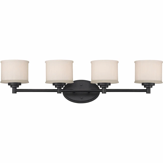 Luminária de banheiro Cahill óleo esfregado bronze vidro geada branco 4 luzes US$ 330 - Imagem 2 de 2