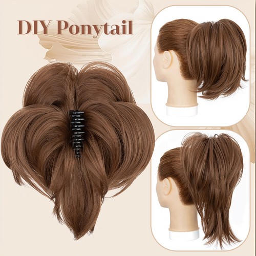 CLEARANCE 12" Short Jaw Claw on Ponytail Clip in Pony Tail Hair Extensions Messy - Picture 26 of 39
