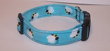 Wet Nose Designs Bright Buzzing Bees Dog Collar Teal with Silver Glitter Summer