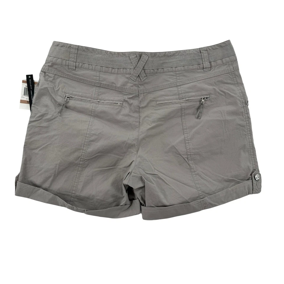 Pantalones Cortos INC Para Mujer Talla 12 Puños Gris Carga Cristal Botones Caminar Ciudad NUEVO Foto 2 de 4