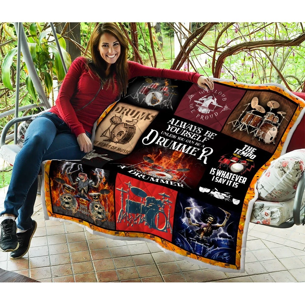 Always Be A Drummer Quilt, Drummer Gift Quilt Blanket