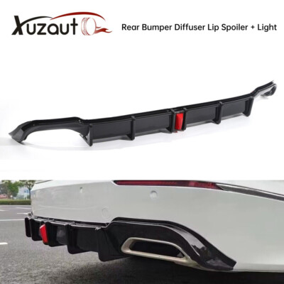 Rear Bumper Diffuser Lip Kit+ Light For 2018-2022 Honda Accord Sedan 4-Door 