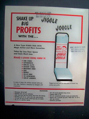Rare 1960s JIGGLE JOGGLE Upright Kiddie ''Ride'' Flyer