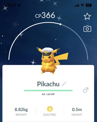 ✨Shiny Pikachu✨ Captain Hat Costume Pokemon Gen1 Go Pokémon