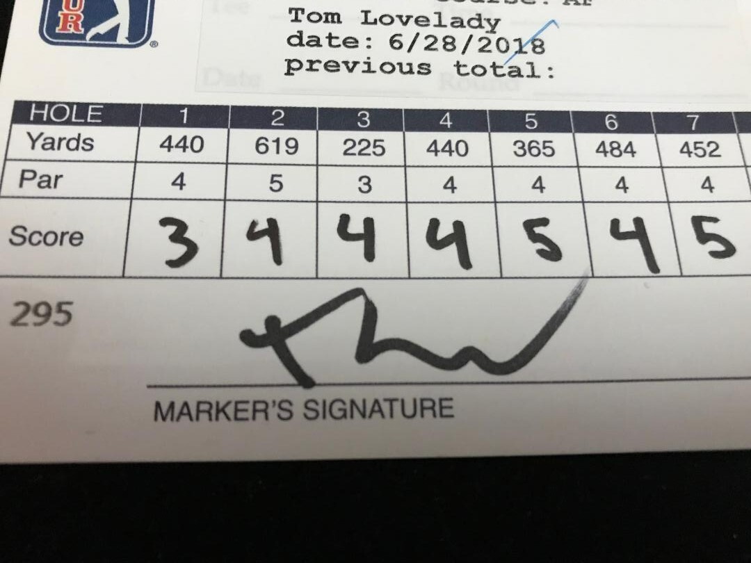2018 Quicken Loans Actual Scorecard PGA Tom Lovelady  -  Talor Gooch Marker