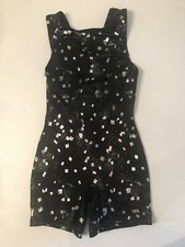 Danskin Girls Size Small 4-6 Black and Silver One-Piece Unitard