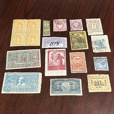 LATIN AMERICA STAMP LOT BLOCK, IMPERF, 1800's, REVENUE, DURANGO & MORE #7