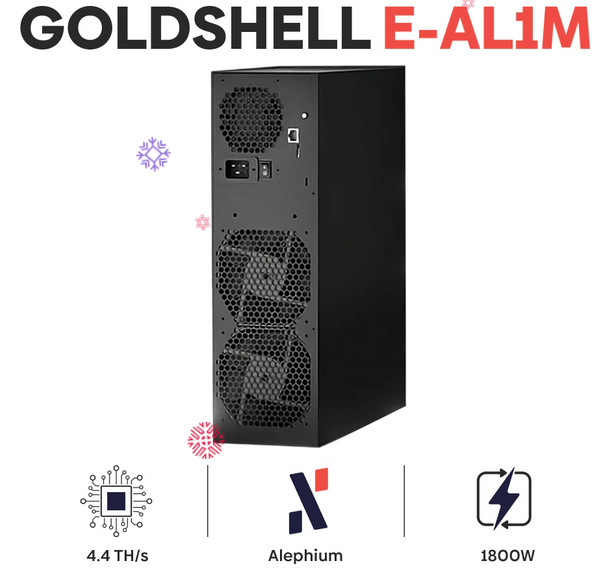 New US Stock Miner Goldshell E-AL1M 4.4TH 1800W ALPH Black 3 Algorithm with PSU