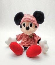 VTG Mickey Mouse Plush Night before Christmas Red  White Striped Gown PJ's Rare