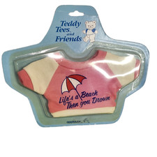 Vintage 1986 Applause Teddy Tees  Friends Life's a Beach Then you Drown Mini Ts