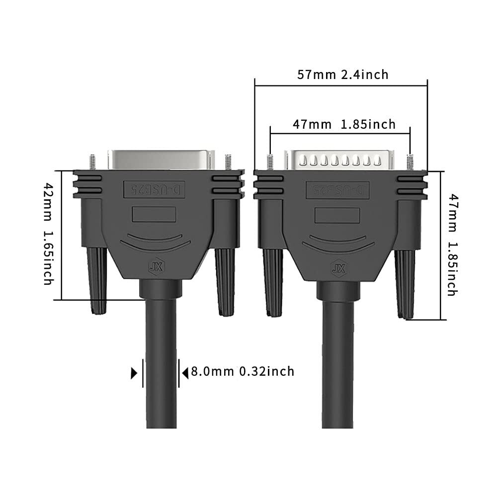 Câble D'extension DB25 25 Broches - Longueur 0,5m à 10m Au Choix - Mâle/femelle, Blindage Double - Pour Imprimante, Ordinateur, équipement - 9