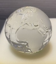 Vintage Germany Jonal 24 Lead Crystal clear Paperweight Globe World 2  