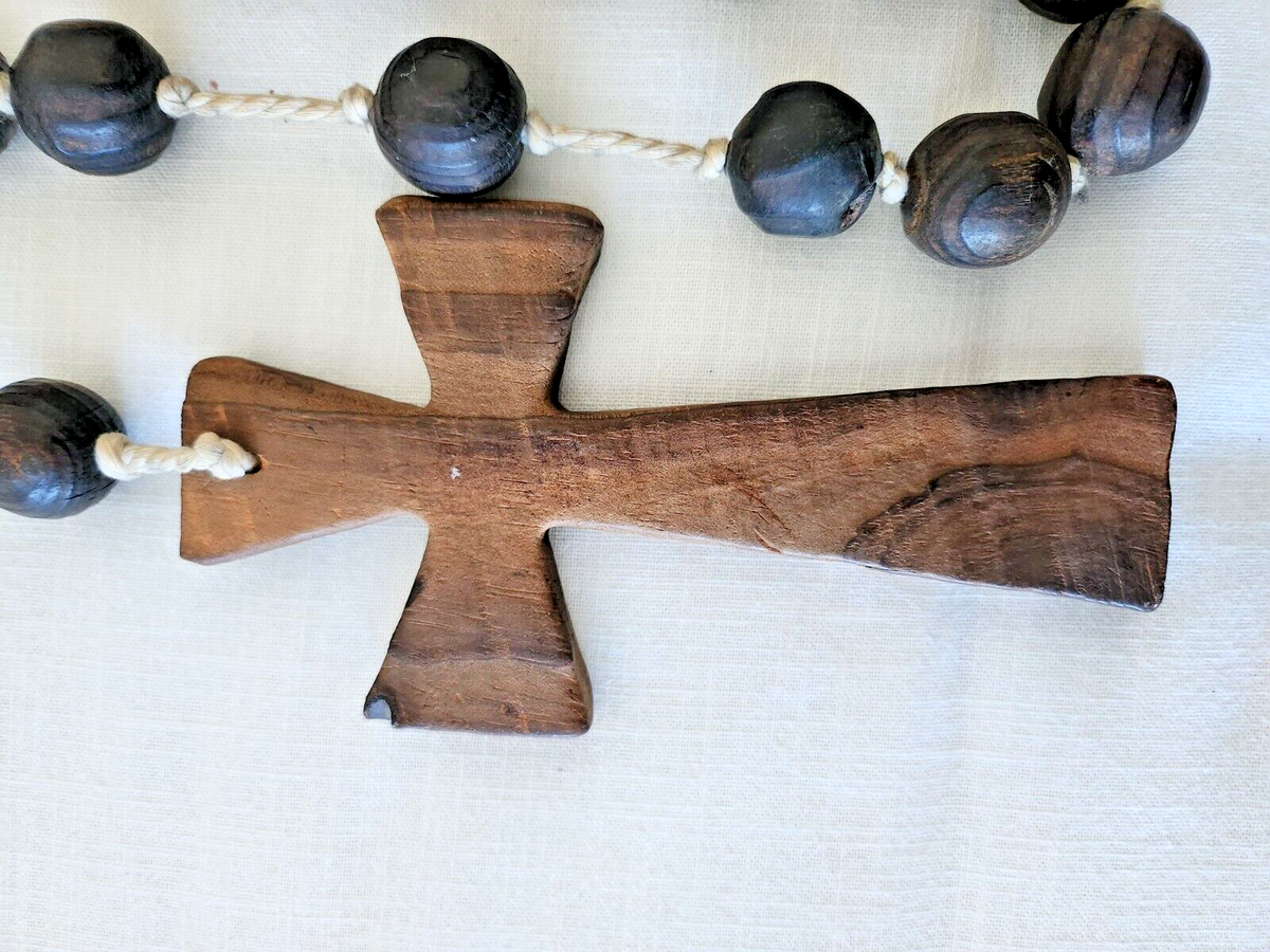 Vintage Swiss Wooden Carved Monk's Prayer Beads 50