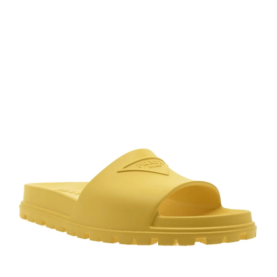 Prada Hombres Toboganes Suaves Caucho Amarillo 2X3085 Talla 12 Nuevo Foto 3 de 4