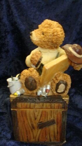 KÜNSTLER MALEREI BÄR SCHMUCKKÄSTCHEN ~ 6,5 "x 3" ~ sehr guter Zustand ~ Harz ~ - Bild 6 von 8