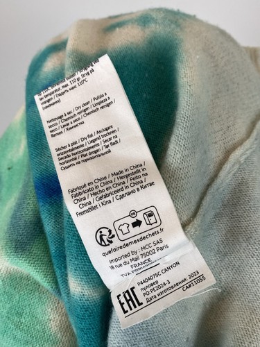 NOT SHY Blue Oversized 100% Cashmere Hoodie V-Neck Pullover Sweater Size S/M - Picture 19 of 19