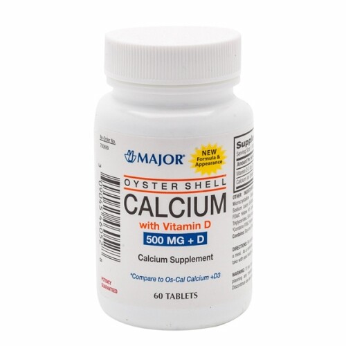 Oyster Shell calcio con vitamina D 500 mg 60 schede di Major Pharmaceuticals - Foto 1 di 1