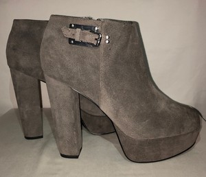 grey suede chunky heels