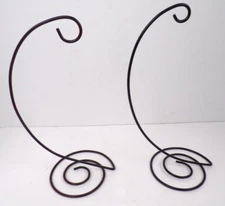 Black 10.75" & Brown 11 3/8" Metal Ornament Stand Display Holder Lot of 2