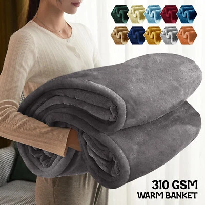 Luxury Thick Mink Blanket Large Faux Fur Fleece Sofa Bed Throw Couch Warm Soft - Image 1 of 4