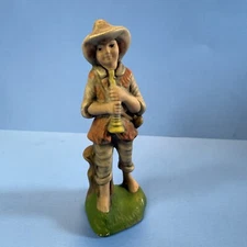 Atlantic Mold Shepherd  Nativity Ceramic Manger Hat Instrument 6” Vintage