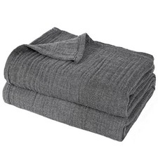 100 Cotton Muslin Blanket King Size 108" x King Size 108"X90" Black Grey
